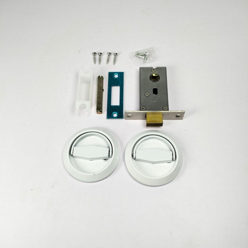 Stainless Steel Invisible Door Lock with Pull Ring, Single/Double-Sided Mounted Round Handle.