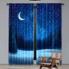 2Pcs Moon Curtain Winter Season Wonderland Starry Sky Night Forest Landscape Scenery For Bedroom Living Room And Dining Room B