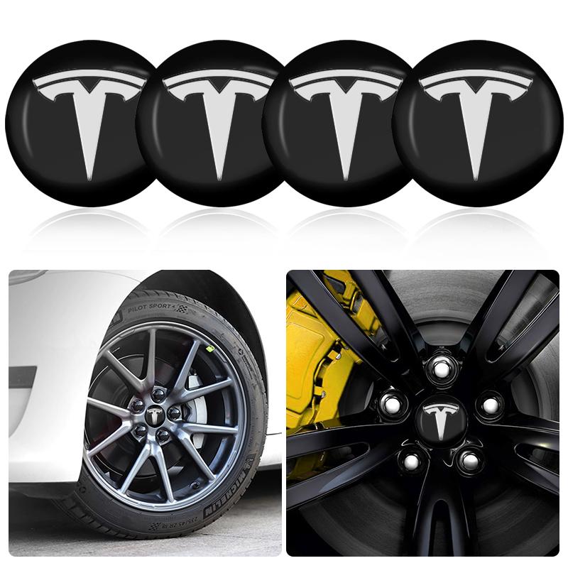 4pcs/Set 56mm Alloy Car Wheel Center Decal Hub 3D Sticker For Tesla Model 3 S X Y Style Roadster Invader Coil Mod WYE K80