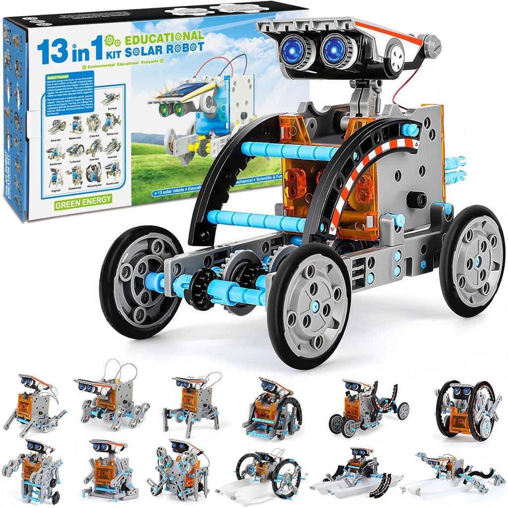 Enhanced 13-in-1 DIY Solar-Powered Robot Car Kit