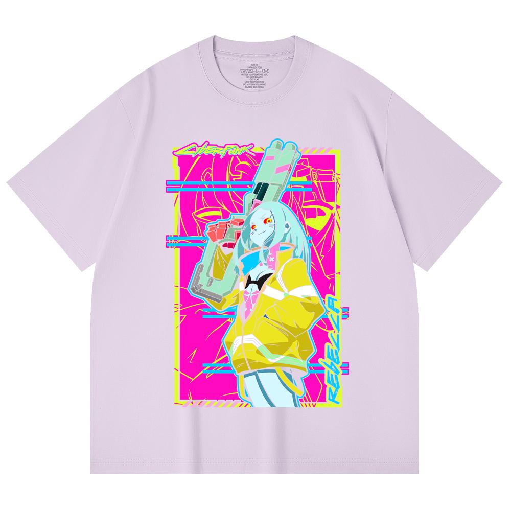 230 Gsm 100% Cotton Cyberpunk Edgerunners V6 Rebecca Print Unisex Heavy Cotton T Shirt