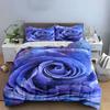 Blue Rose Print Bedding Set Bedding Duvet Cover Set Duvet Cover Pillowcases  (1 * Duvet Cover 2 * Pillowcases, Without Duvet Insert)