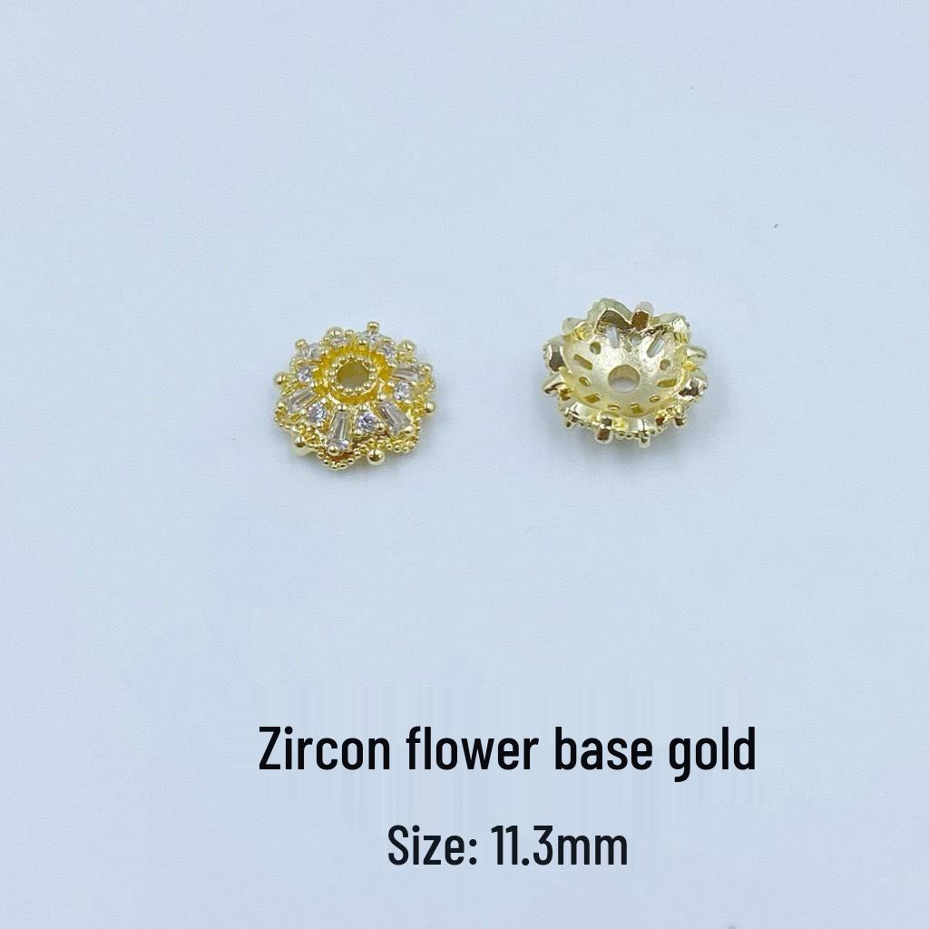 14K Gold Plated Rhinestone Flower Cap Spacer Bead for DIY Crystal Bracelet