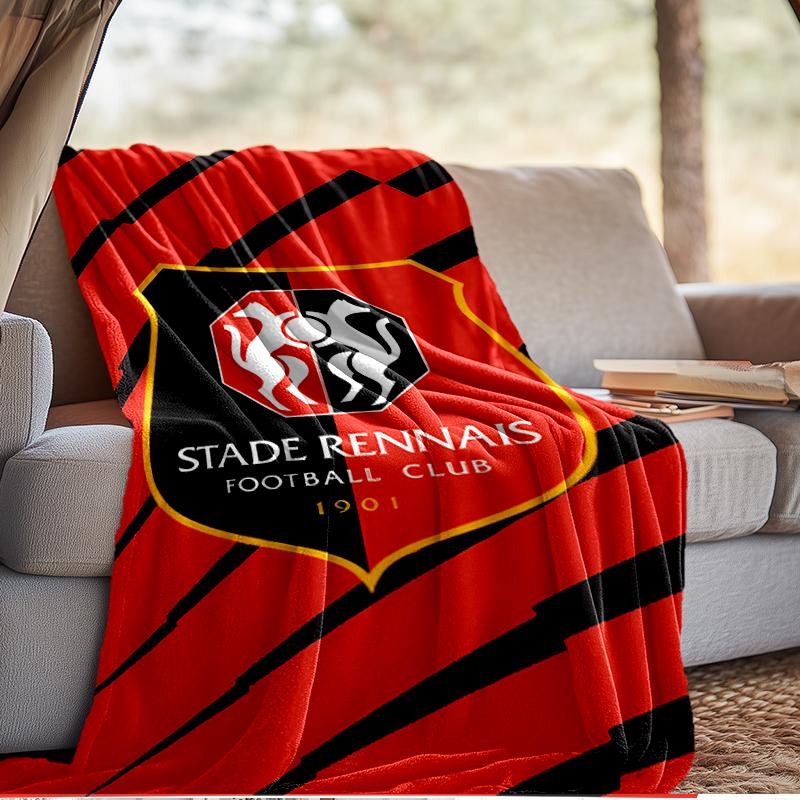 Stade Football Club Crest Blanket Lightweight Ideal Bedding Blanket Perfect for Travel, Camping, Living Rooms, Offices, Sofas, Fan Christmas Gift