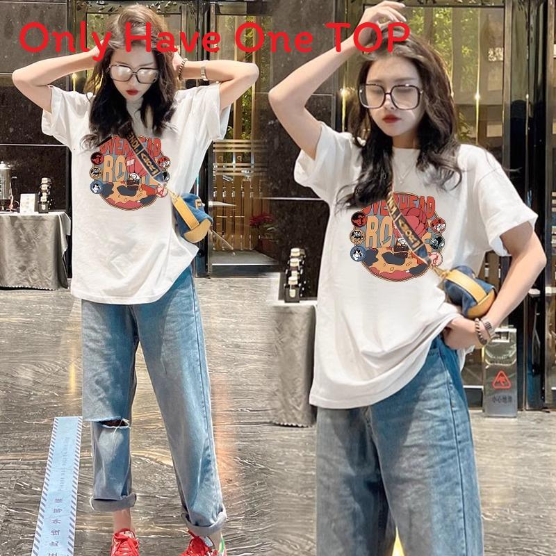 Streetwear T Shirt For Women With Cotton Fabric And Vintage Print For Casual Spring Summer Wear