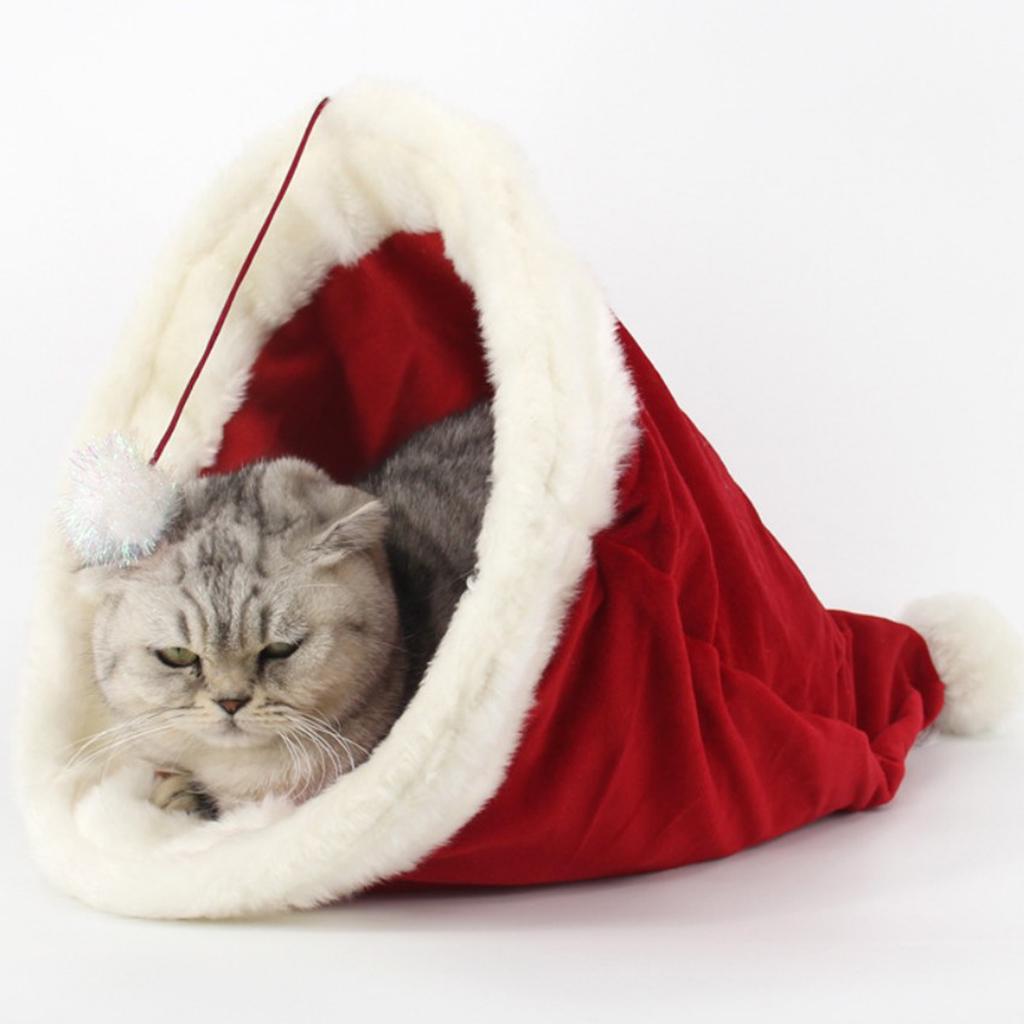 santa hat cat bed