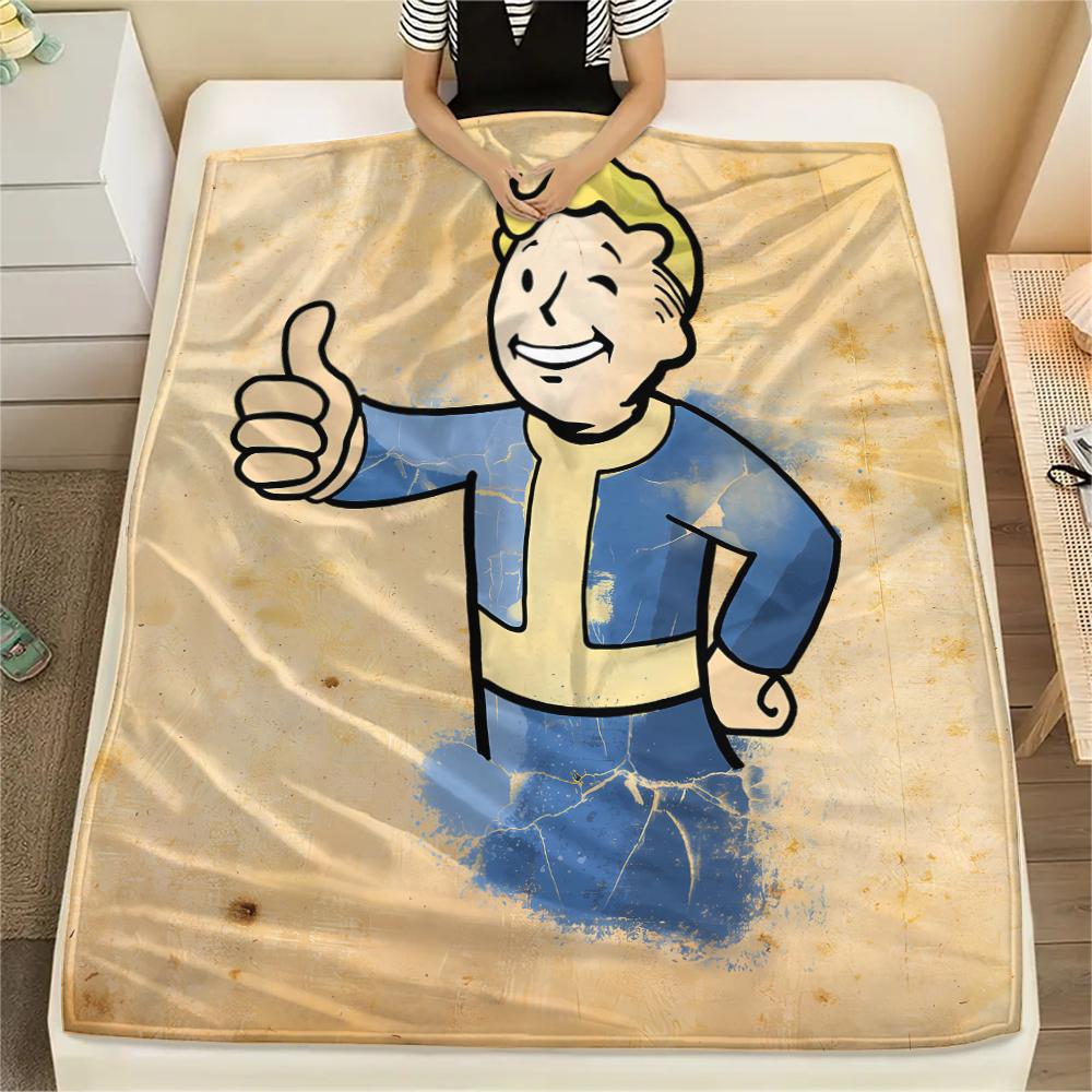 1PC Fallout Print Flannel Blanket, High quality All Seasons, Home Decor, Warmth and Comfort, Perfect for Christmas Gifts
