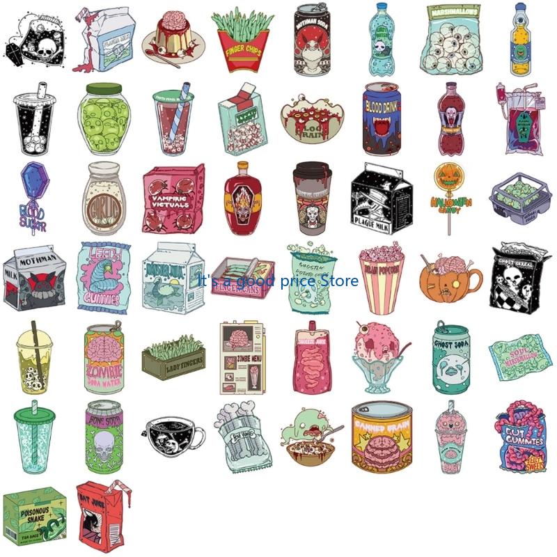 

Scary PVC Stickers Pack of 50 Waterproof Adhesive Decals for Water Bottles Phone Laptop Suitcases Halloween Decorations