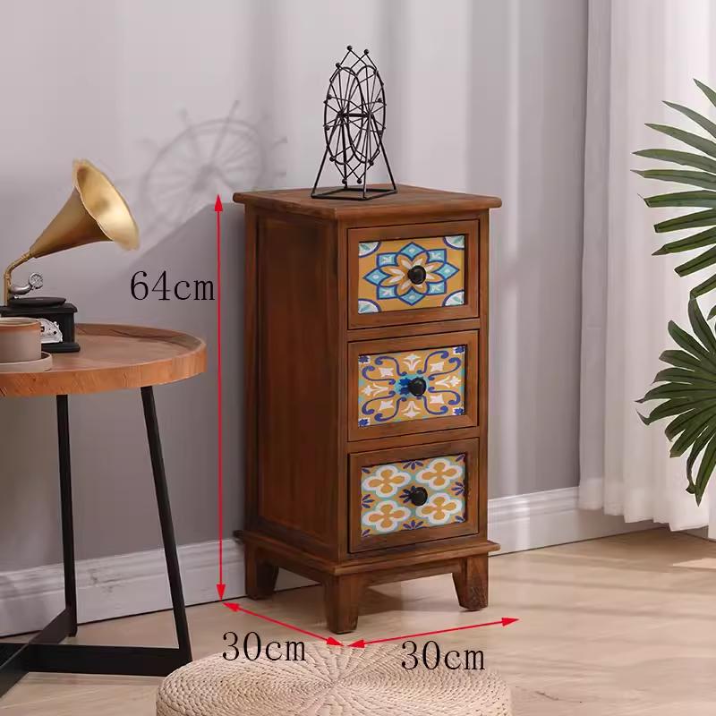 American Solid Wood Narrow Five-Drawer Sideboard and Bedside Cabinet