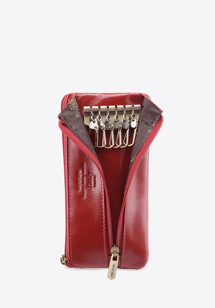 Wittchen Women's Leather Key Case With Half-Open Pocket, Red, Natural Leather