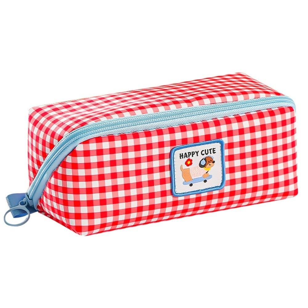 Korean Style Grid Stationery Bag Desktop Storage Dopamine Pencil Pouch  Stationery Holder