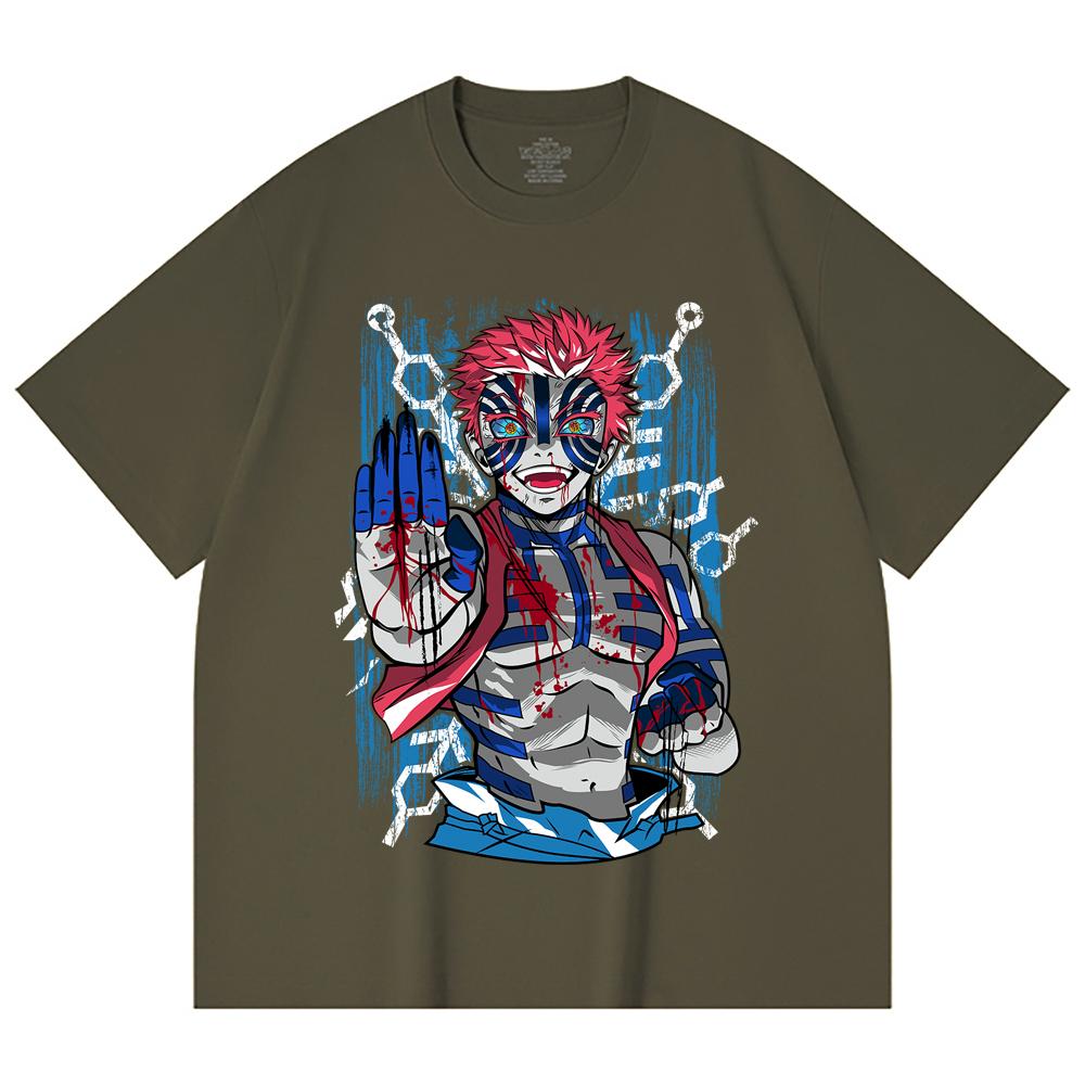 230 Gsm 100% Cotton Demon Slayer V79 Akaza Print Unisex Heavy Cotton T Shirt