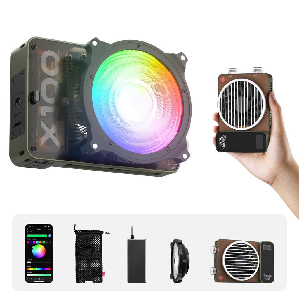 ZHIYUN MOLUS X100 RGB Standard Flagship 100W Video V2 Upgraded Professional Photography Portable Continuous Output Weighs Just Ideal for YouTubers and