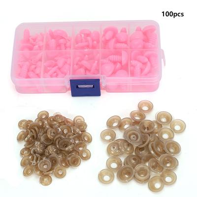 100 Stück DIY Puppennase Schwarze Bohnenform Schraube Handgefertigtes Handwerk Lernspielzeug Zubehör Handwerk(Rosa )