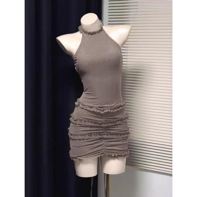 Sleeveless Greek-Inspired Sexy Summer Slim Dress X-Large чёрный