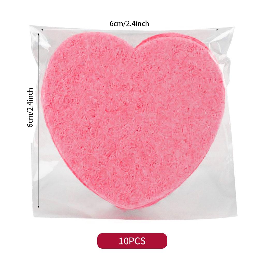 

10/20/30/50 шт. Губка для снятия макияжа в форме сердца, спрессованная губка для лица из древесной массы, хлопковая косметическая губка