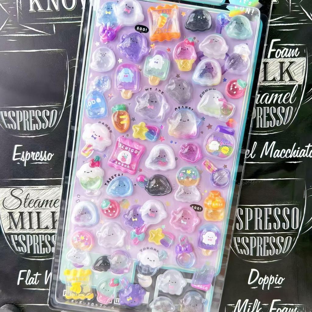 3D Crystal Cartoon Bubble Stickers for Kids Journals