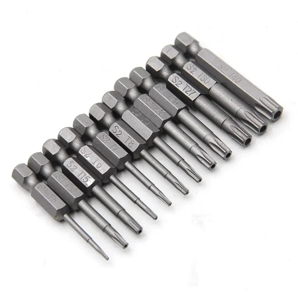 Torx Security Bit Set Screwdriver Drill Set 1/4 Inch Hex Shank 4 In Length S2 Steel Torx Screwdriver Bit Set 11/12pcs Torx Head