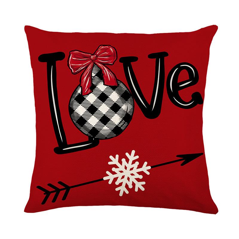 Christmas Polyester Pillow Cover Pillow Cushion Home Sofa Cushion Cover Plaid Letters