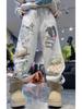 Plus Size Elastic Waist Fleece-Lined Sweatpants for Women - Autumn Winter Printed, Slimming, Casual Long Pants