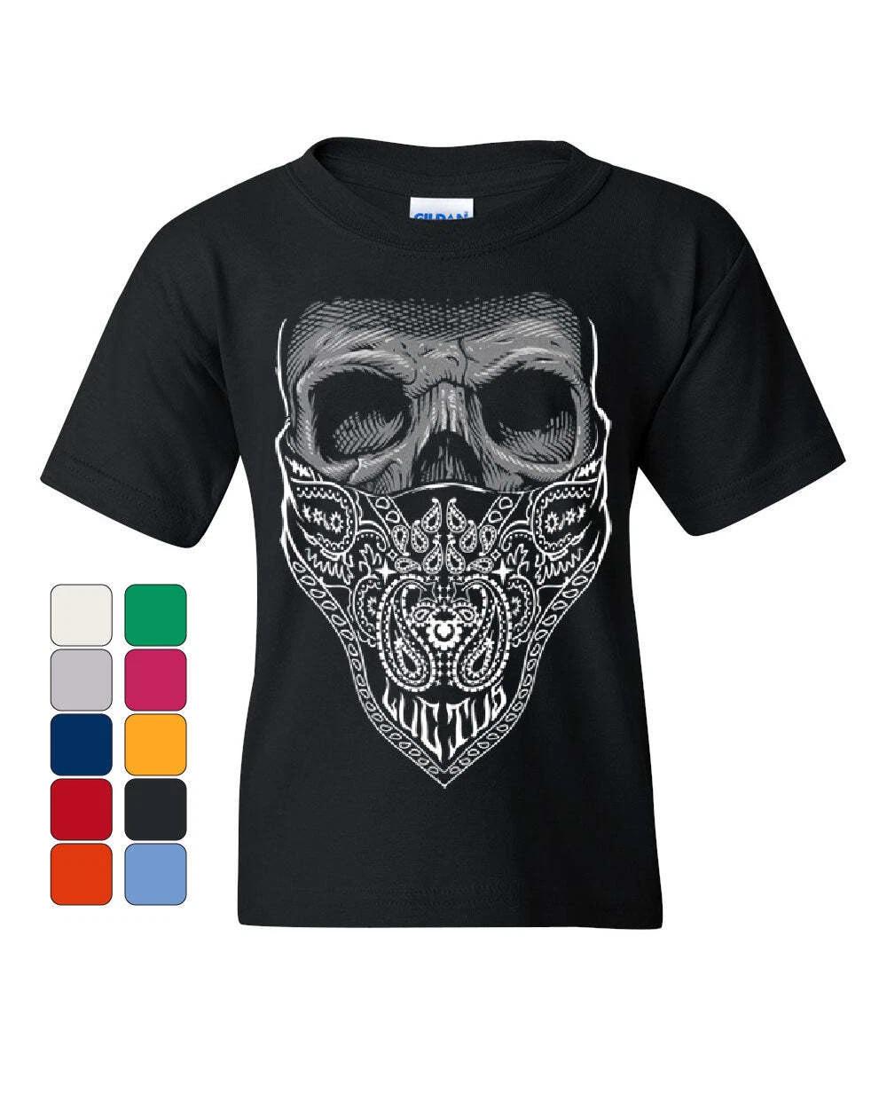 Bandana Skull Youth Tee Badass Gangsta Swag Dead 110