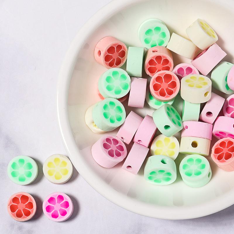 50Pcs Cute Soft Pottery Fruit Bead Clay Animal Pattern Loose Bead  Diy Children Girl Charm Jewelry Bracelets Necklace Supplies