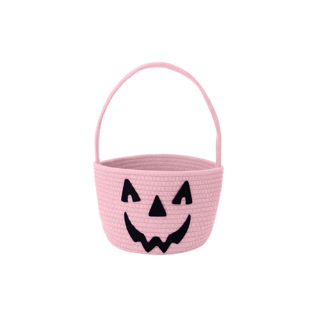 Halloween Storage Basket Handheld Candy Bag with Pumpkin Face Print for Snacks Treats and Decorative Use for Parties Events