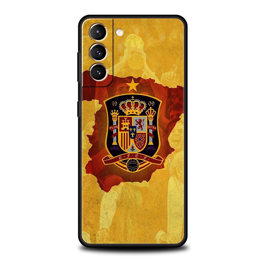 Spain Bull Flag Phone Case For Samsung Galaxy S26 Ultra S25 Plus S24 FE S23 S22 5G S21 S20 Cover Black Soft
