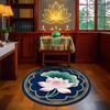 Oriental Art Lotus Flower round Carpet - Zen Circular Rug for Living Room & Bedroom Floor Mat Ideal for Meditation And Home Deco