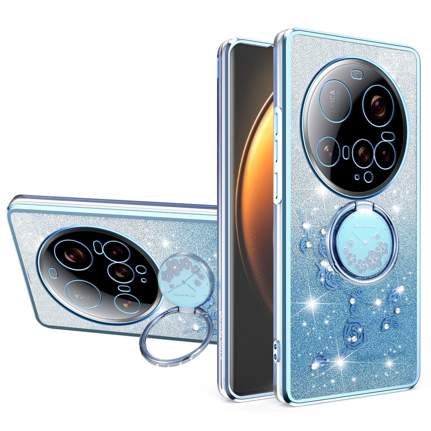 

KADEM Чехол для Xiaomi 15 Ultra с кольцом-подставкой, ТПУ, с цветами, чехол для телефона с градиентным блеском Blue