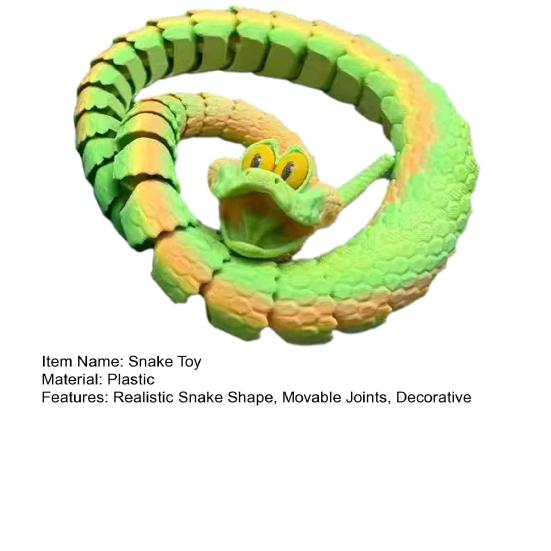 3D Printed Snake Figurine Movable Joints Snake Figure Articulated Animal Model Toy Home Office Bookshelf Desktop Decoration Ornament
