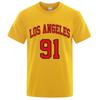 Los Angeles 91 Team Uniform Letter Printed USA City T-Shirts Unisex Summer Loose Short Sleeve Cotton Breathable Oversized T Shirt