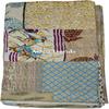 Aizza Trends Handgefertigte Patchwork- und Patola-Arbeit Kantha-Quilt aus reiner Baumwolle - Traditionelle indische Tagesdecke - Vintage Baumwollseide Sari-Quilt