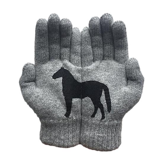 

Перчатки с принтом черной лошади, теплые вязаные перчатки в рубчик, забавные перчатки с лошадью, зимние перчатки, подарок для мужчин, женщин, для вождения, ежедневных дел серый