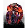 Spring and Autumn Round Neck Halloween Fun Horror Pattern 3D Printed Top Fashionable Casual Long Sleeved Men's T-shirts