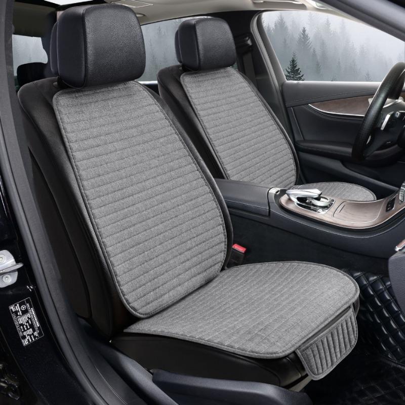 Linen Car Seat Cover  Soft & Breathable Front Premium Seat Cushion with Non-Slip Protector Universal Fits Most Cars - 1 Unit