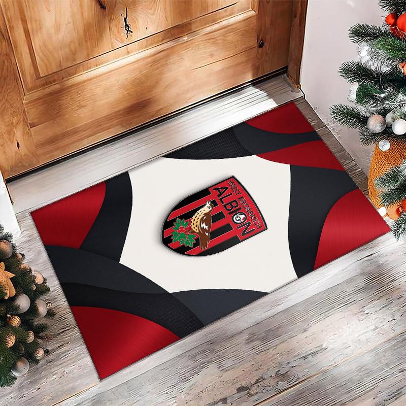 Tappeto in Velluto di Cristallo con Stampa del West Bromwich Albion Football Club, Comodo Assorbente d'Acqua Antiscivolo Tappeto per Pavimento Interno