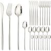 24Pcs Dinnerware Set Stainless Steel Tableware Knifves Forks Spoons Black Gold Cutlery Mirror Flatware Kitchen Dinner Silverware