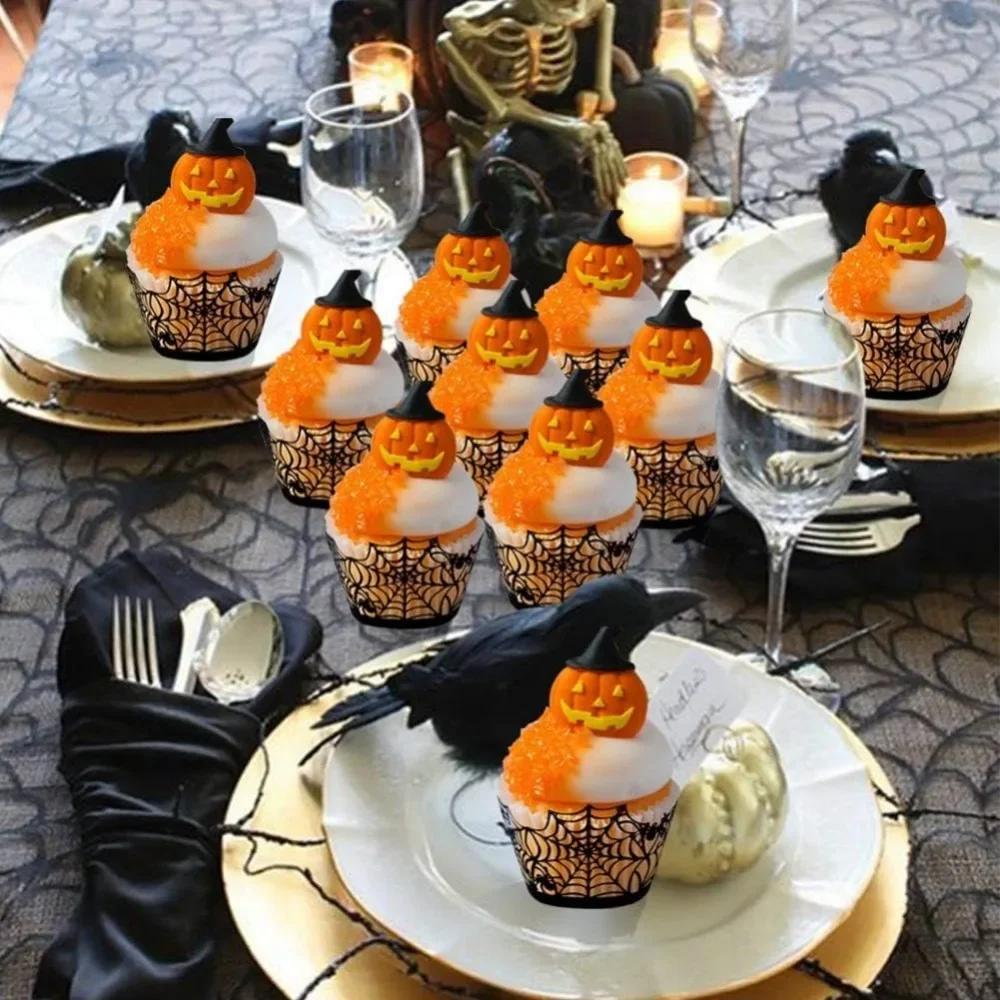 12PCS Cupcake Wrappers Halloween Spider Web Cupcake Liners Baking Cups Decoration Cupcake Liners Dessert Decorations Tool