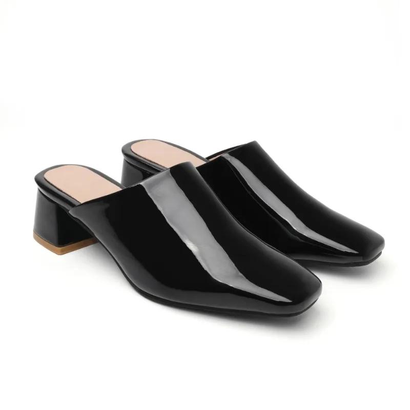 Fashion New Summer Candy Colored Low Heel Outdoor SlippersEuropean and American Women's Simple and Fashionable Coarse Heel Sandals