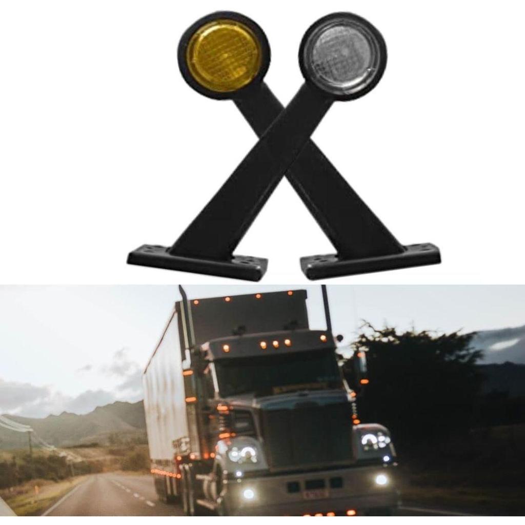 APSMOTIV 4PCS Trailer Side Marker Lights Outline Lamp 12V Side Clearance Lights For Trucks For Semi Trucks (Amber/Clear) Side Marker