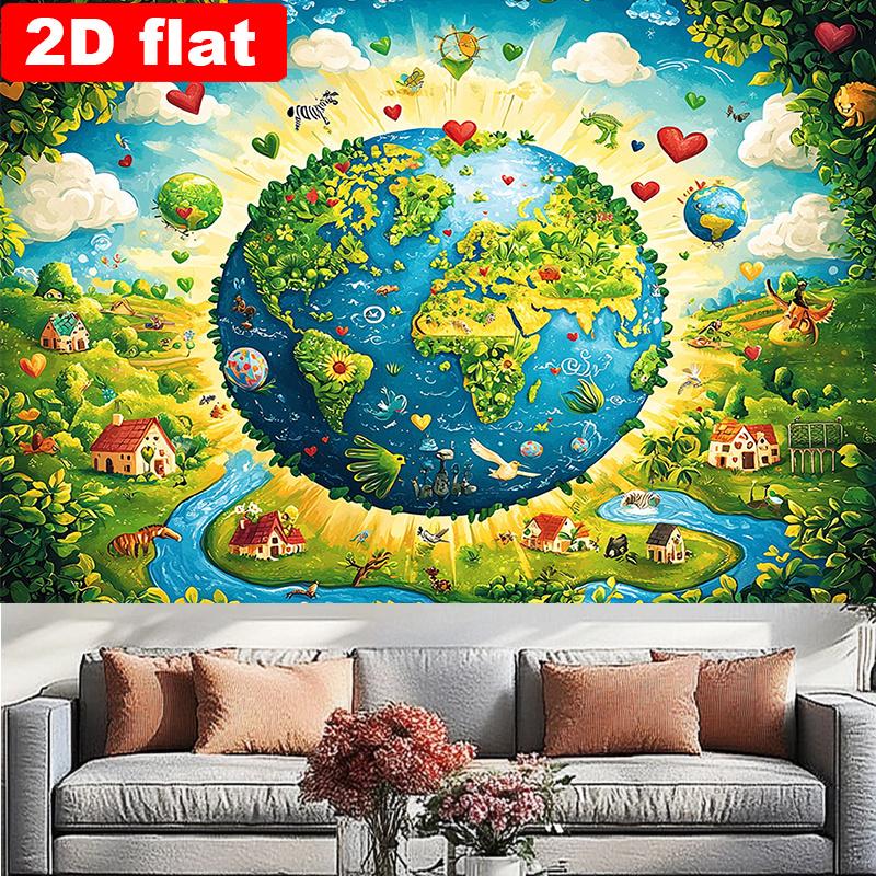 2D plane 1 piece of green earth home background fabric suitable for party photography celebrations and photography shoots