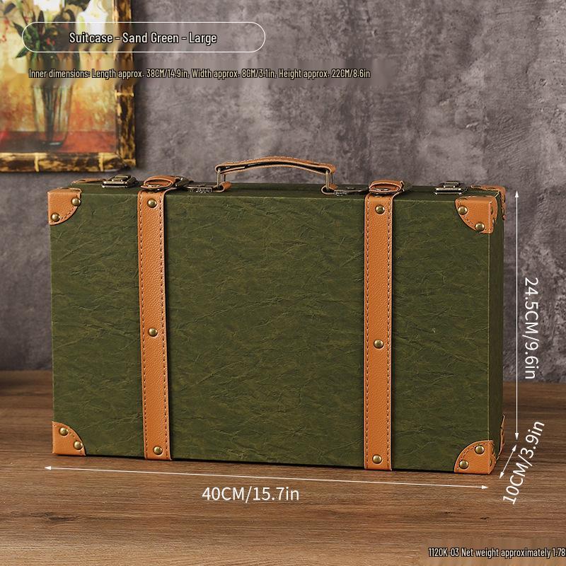 Vintage European-Style Leather Suitcase Trunk and Household Organizer