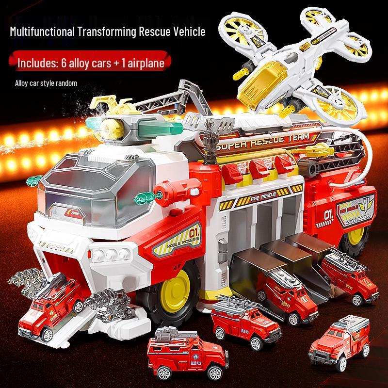 Sam's Style Multifunctional Fire Rescue Truck Toy - Large Police Car with Water Spray and Track for Boys