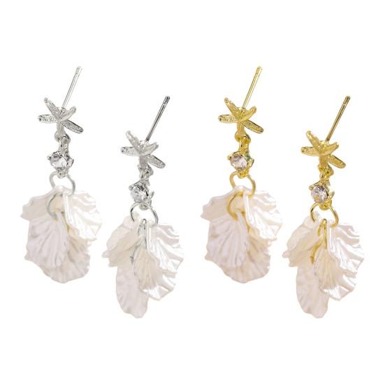 1 Paio Orecchini Pendenti da Donna Stile Francese Decorazione Stella Marina Conchiglia Petalo Charms Orecchini a Bottone Orecchini per Vacanze Estive Gioielli Regalo