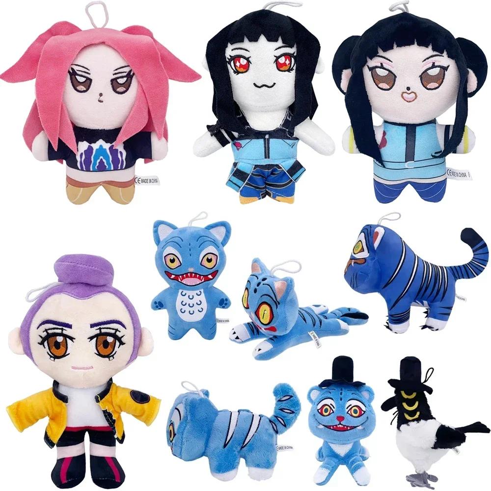 New& Anime Kpop Demons Hunters Plush Cute Purple Tiger Black Hat Magpie with 3 Eyes Monster Hunt Girl Group Doll for Fans Gifts