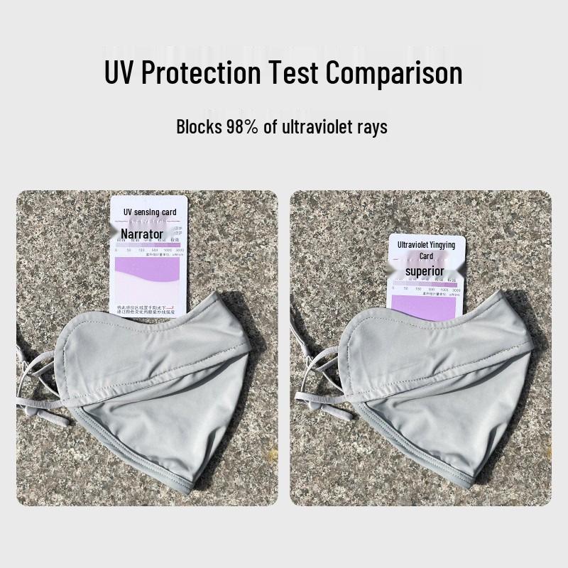 Women's Ice Silk UV Protection Face Mask - Breathable Nylon with Blush Gradient