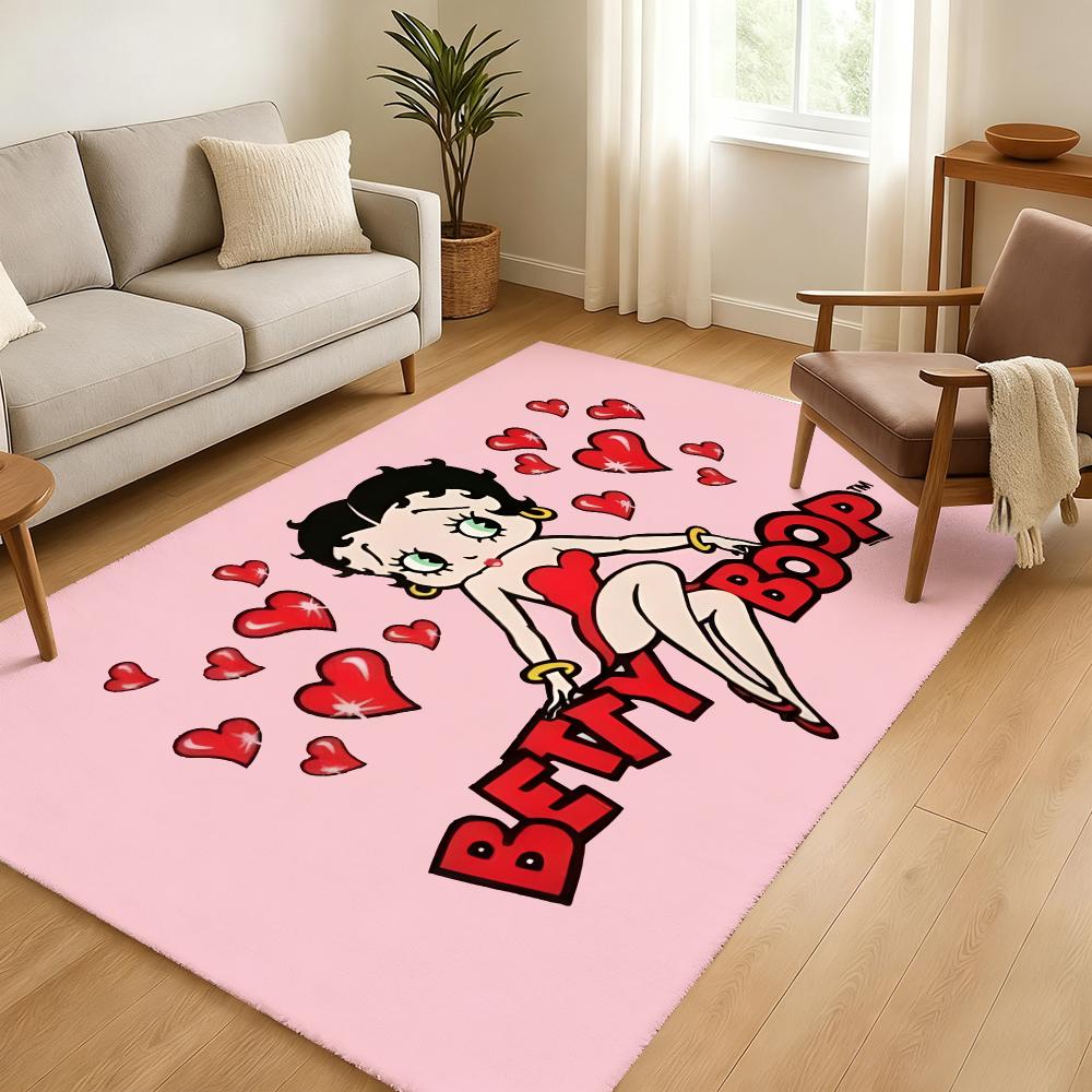 B-Betty-Cute-Boop Anime Floor Mat Soft Thickened Absorbent Non-Slip Bedroom Living Room Door Mat Home Decor Flannel Rugs