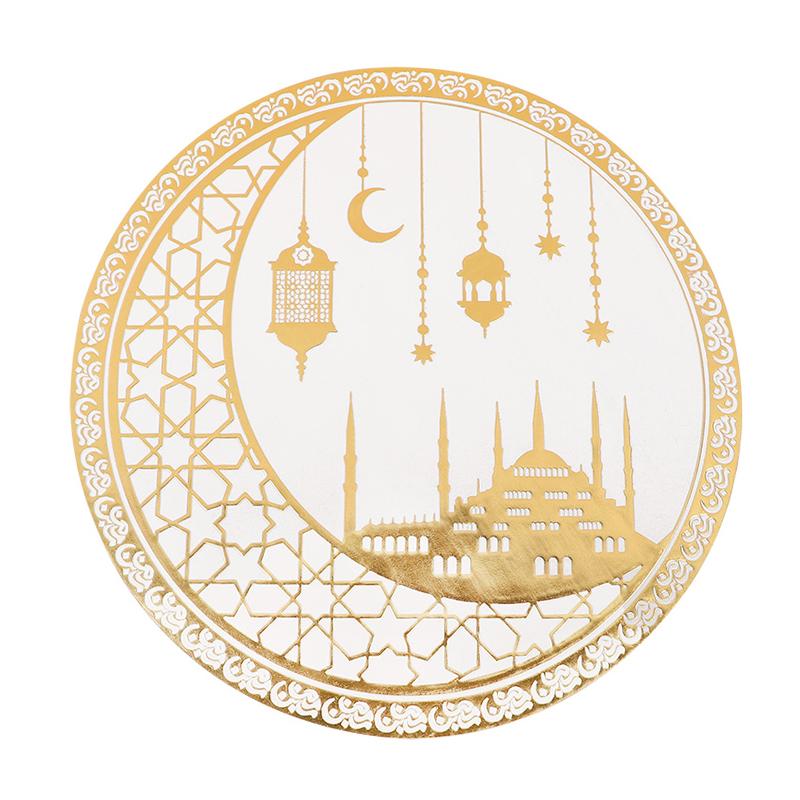 

1/4pcs Eid Mubarak Table Mats Ramadan Kareem Gold Moon PVC Placemat for Islamic Muslim Festival Party Home Table Decoration Gift