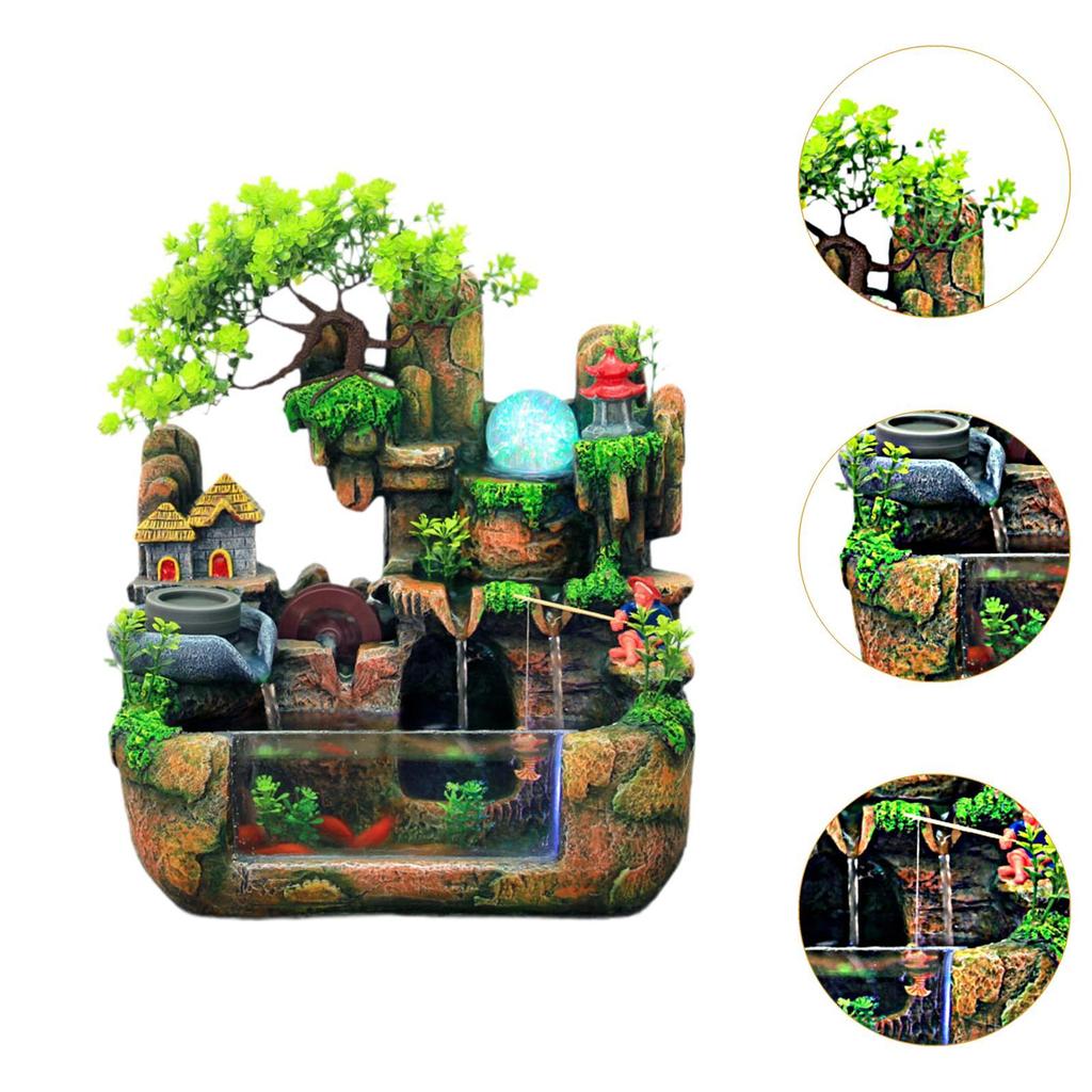 Stolní vodní fontána Skalka Krajina Vodopád Zenová Meditace Bonsaj Feng Shui Dekor pro Jógu Obývací pokoj Vnitřní Relaxace
